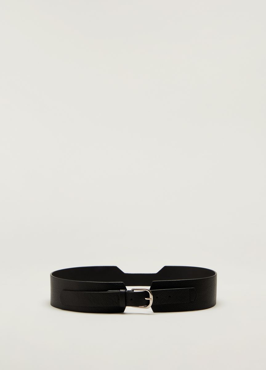 Breiter schwarzer Leder-Fashion-Gürtel