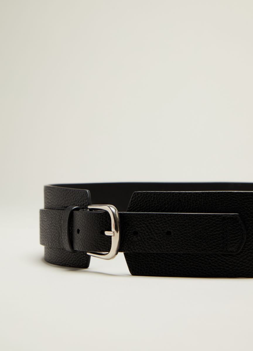 Breiter schwarzer Leder-Fashion-Gürtel