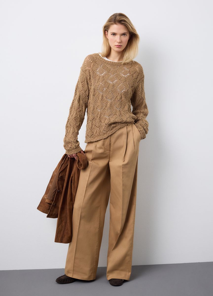 Eleganter elfenbeinfarbener Woll-Rollkragenpullover
