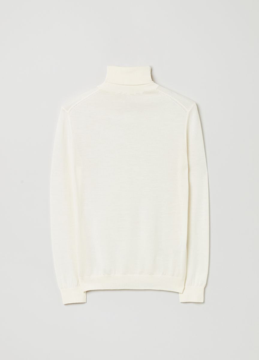 Eleganter elfenbeinfarbener Woll-Rollkragenpullover