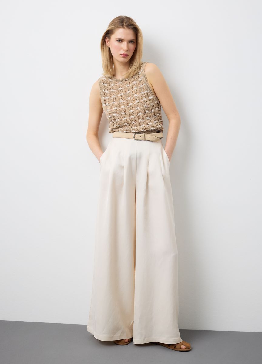 Eleganter elfenbeinfarbener Woll-Rollkragenpullover