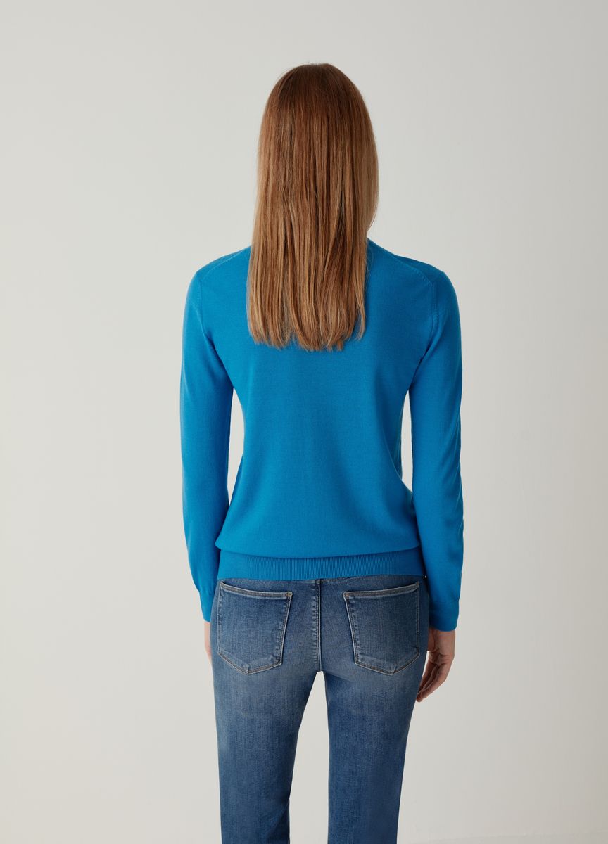 Eleganter elfenbeinfarbener Woll-Rollkragenpullover