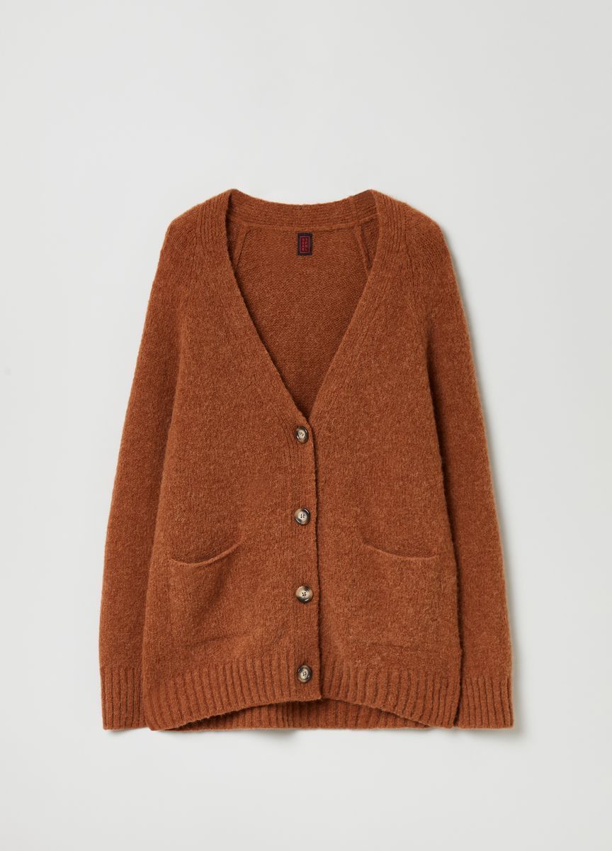 Strickjacke in lockerer Passform mit Taschen