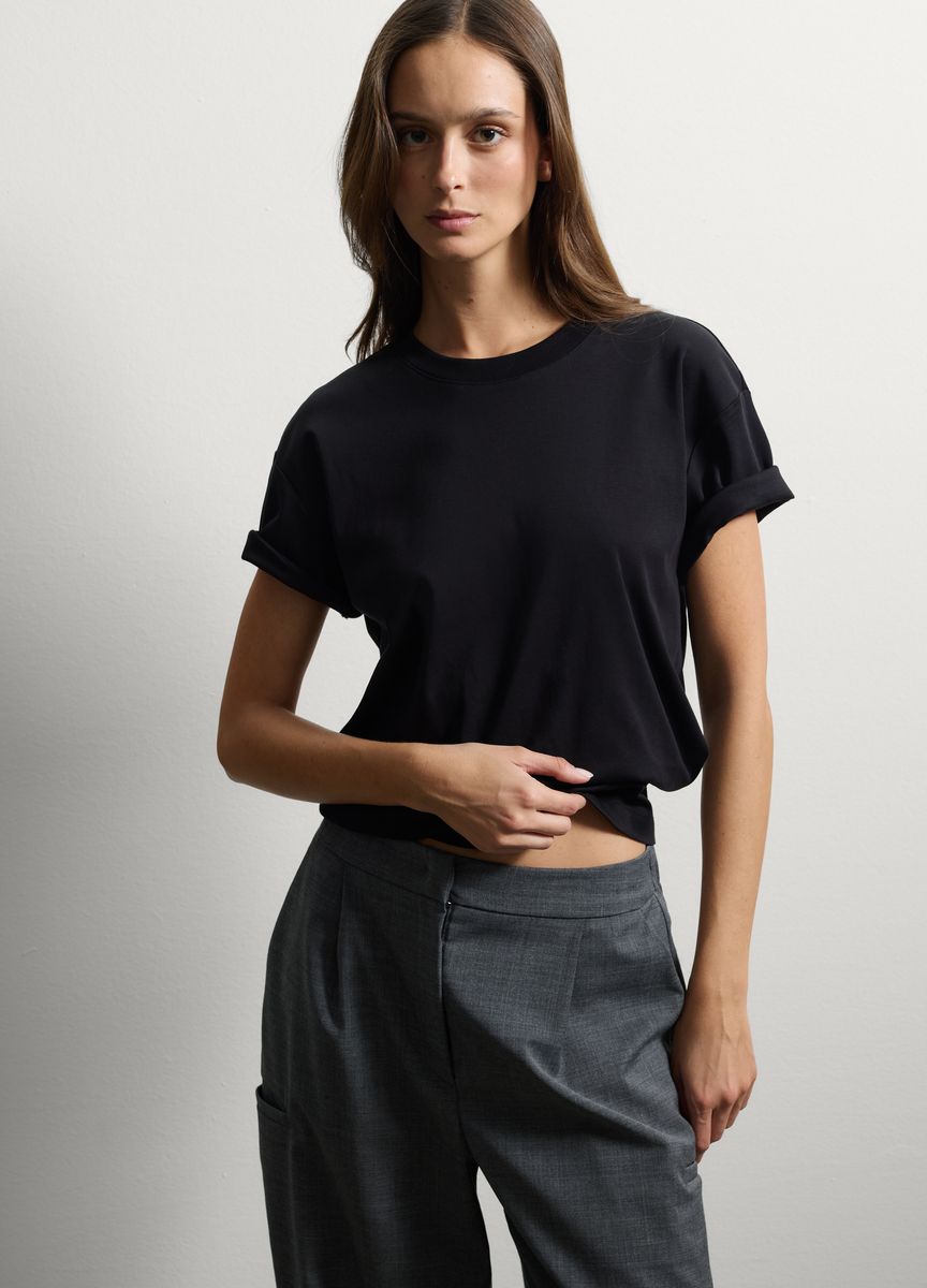 Klassisches Baumwoll-T-Shirt mit Rundhalsausschnitt