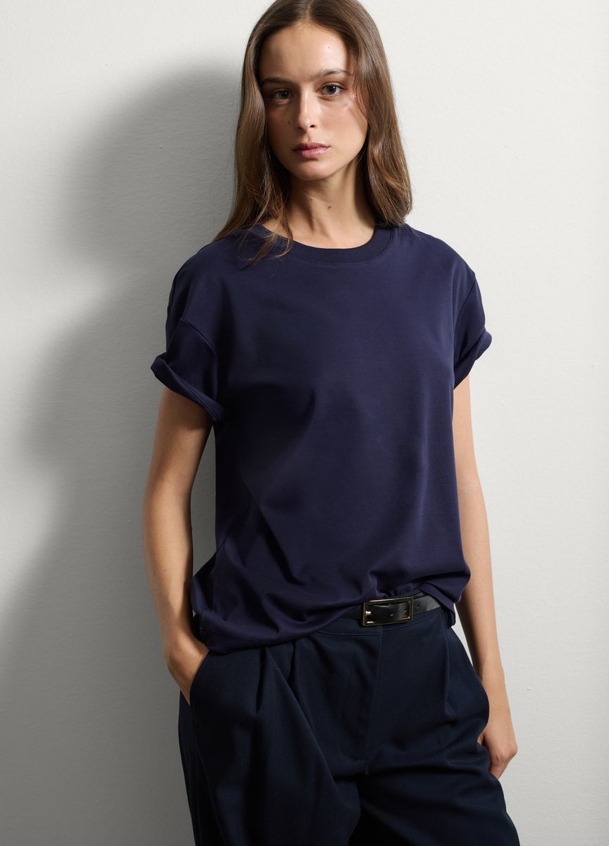 Klassisches Baumwoll-T-Shirt mit Rundhalsausschnitt