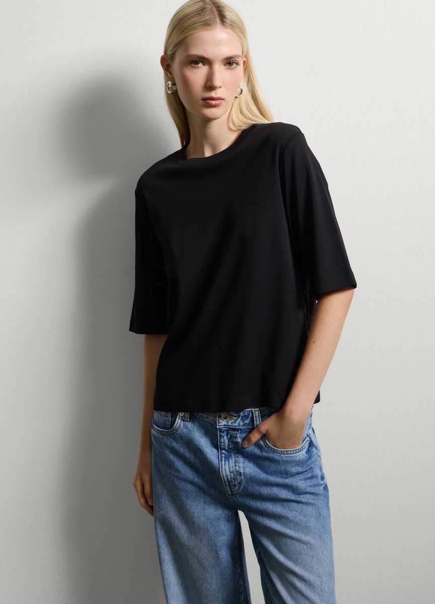Klassisches Baumwoll-T-Shirt mit Rundhalsausschnitt