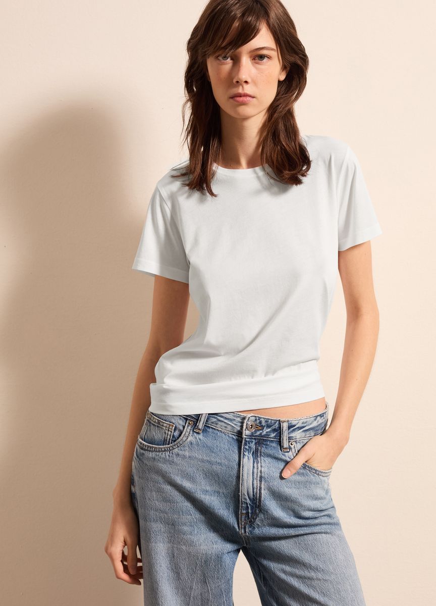 Klassisches Baumwoll-T-Shirt mit Rundhalsausschnitt