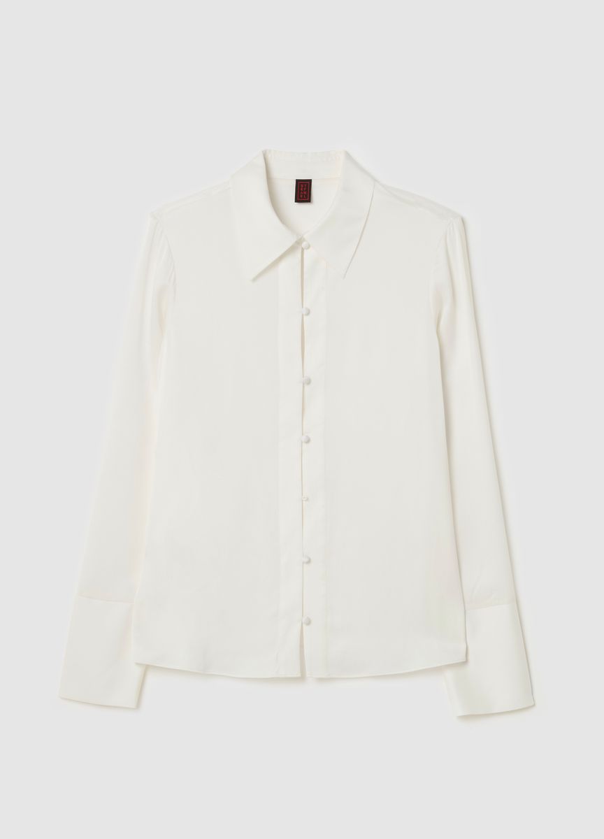 Elegante Bluse mit Knopfleiste und Ballonärmeln
