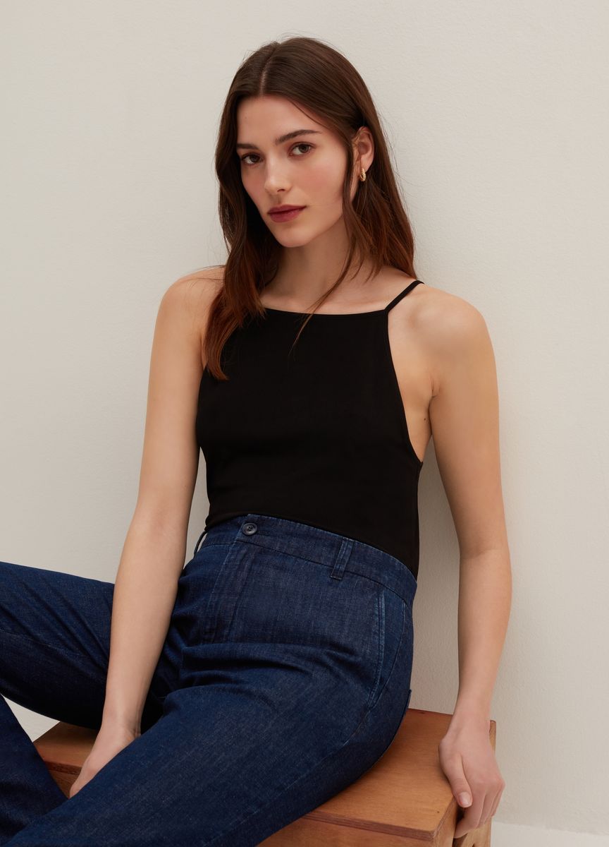 Ärmelloses Rippstrick-Tanktop