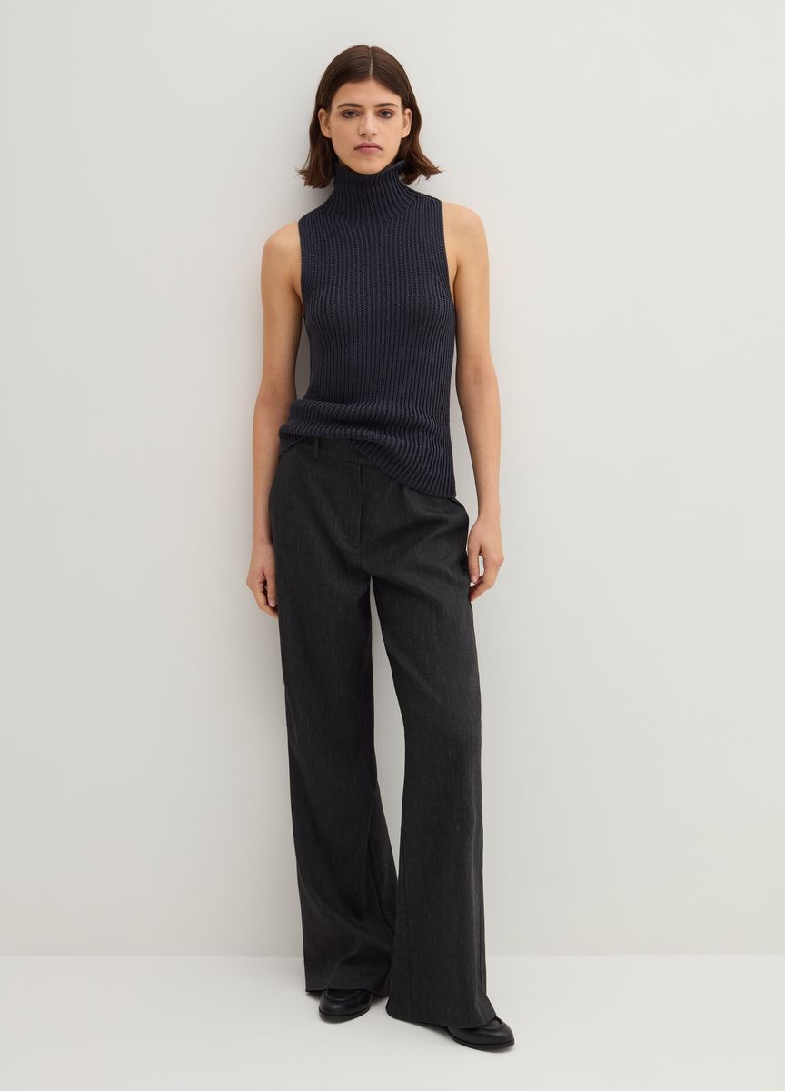 Weit geschnittene Wollmischungshose
