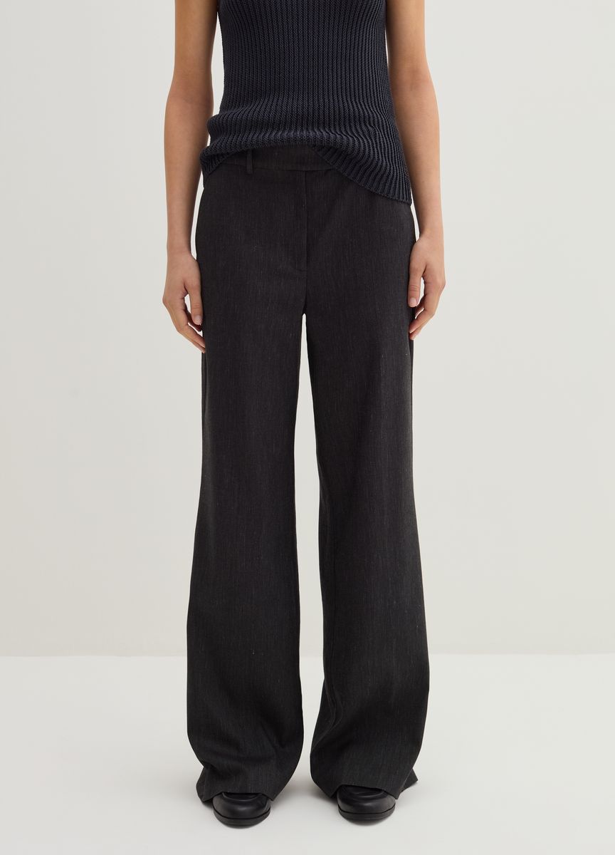 Weit geschnittene Wollmischungshose