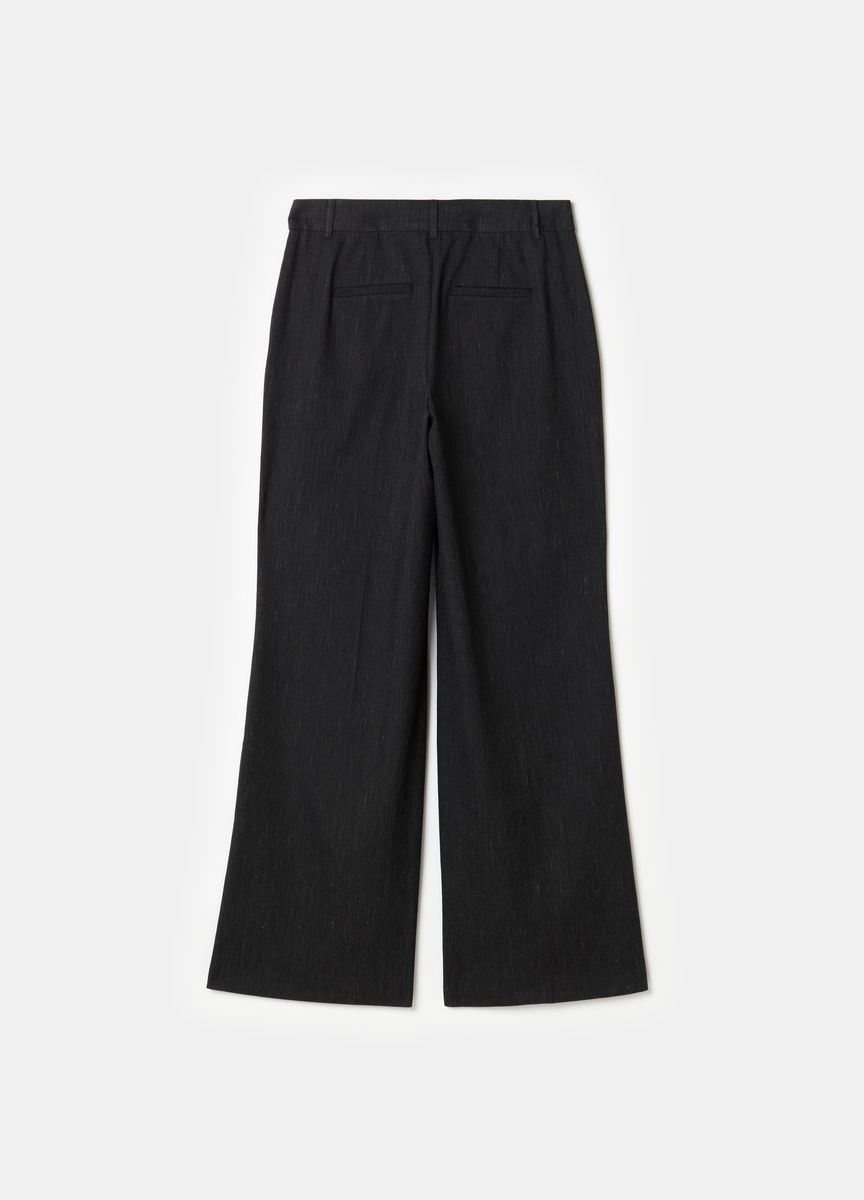 Weit geschnittene Wollmischungshose