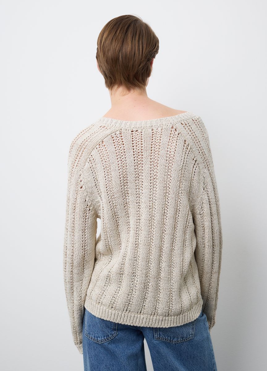 Lässiger Rippstrickpullover mit V-Ausschnitt
