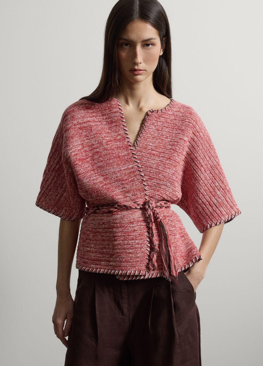Lässiger Rippstrickpullover mit V-Ausschnitt
