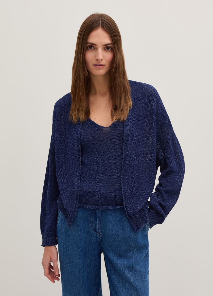 Lässiger Rippstrickpullover mit V-Ausschnitt
