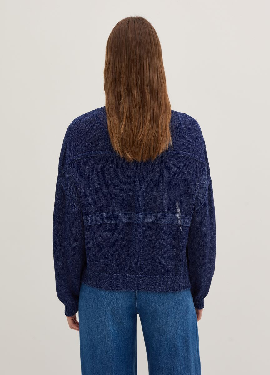 Lässiger Rippstrickpullover mit V-Ausschnitt
