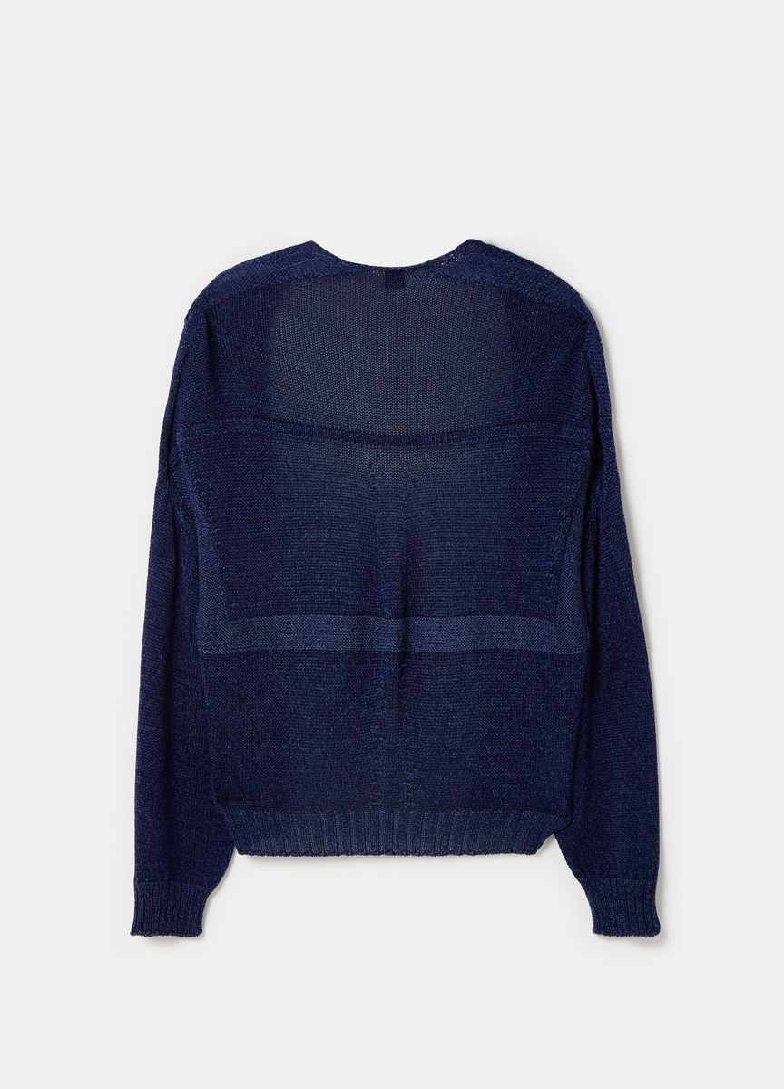 Lässiger Rippstrickpullover mit V-Ausschnitt