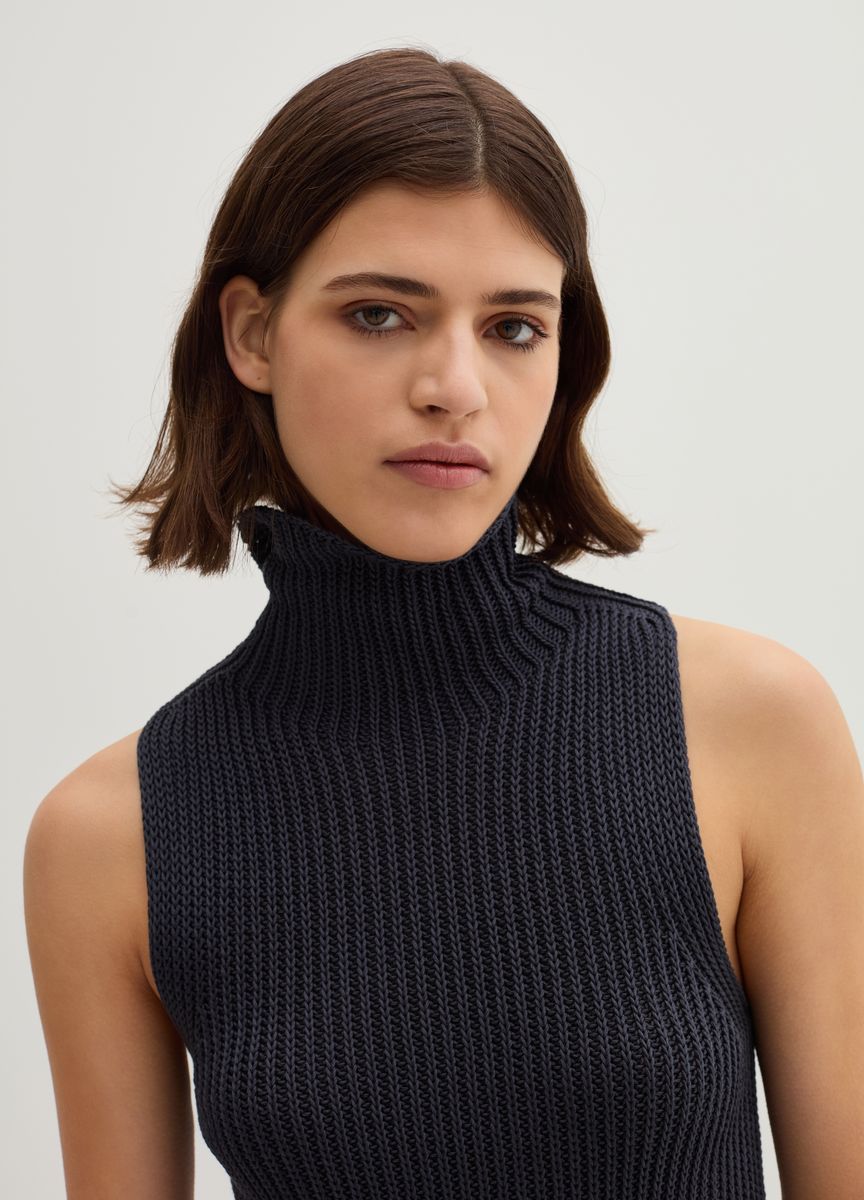 Ärmelloses Strick-Rollkragentop