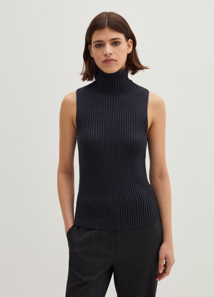 Ärmelloses Strick-Rollkragentop