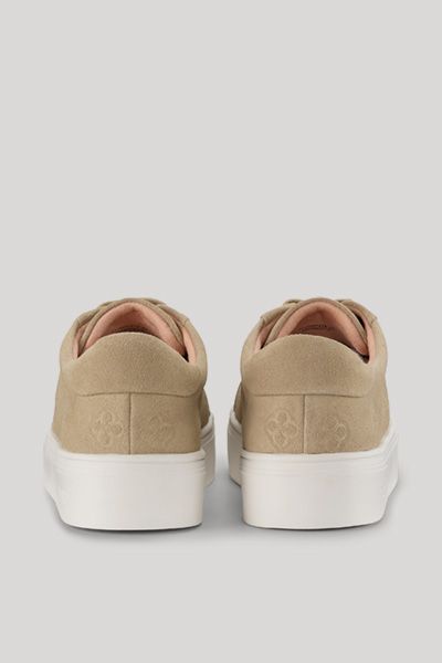 Beige Wildleder Plateau-Sneakers mit Muster