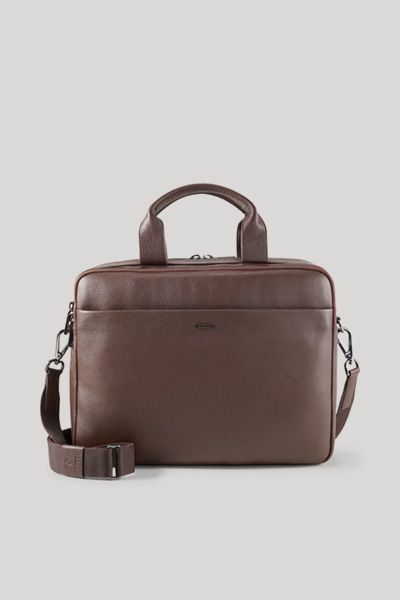 Aigner Cardona Pandion Dunkelbraune Leder Aktentasche mit Schultergurt