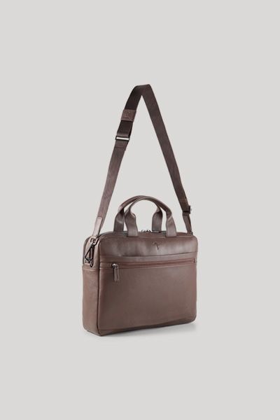 Aigner Cardona Pandion Dunkelbraune Leder Aktentasche mit Schultergurt