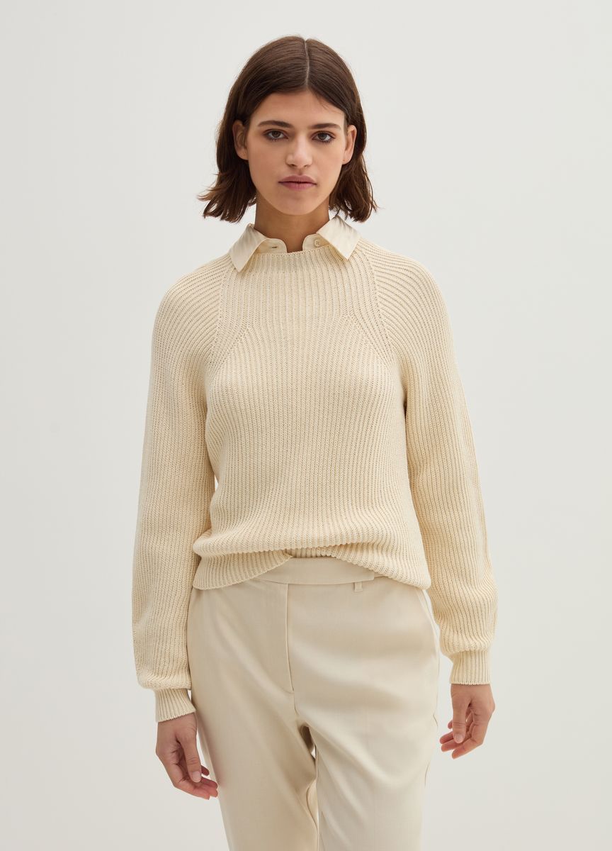 Rundhals Strickpullover mit Rippmuster
