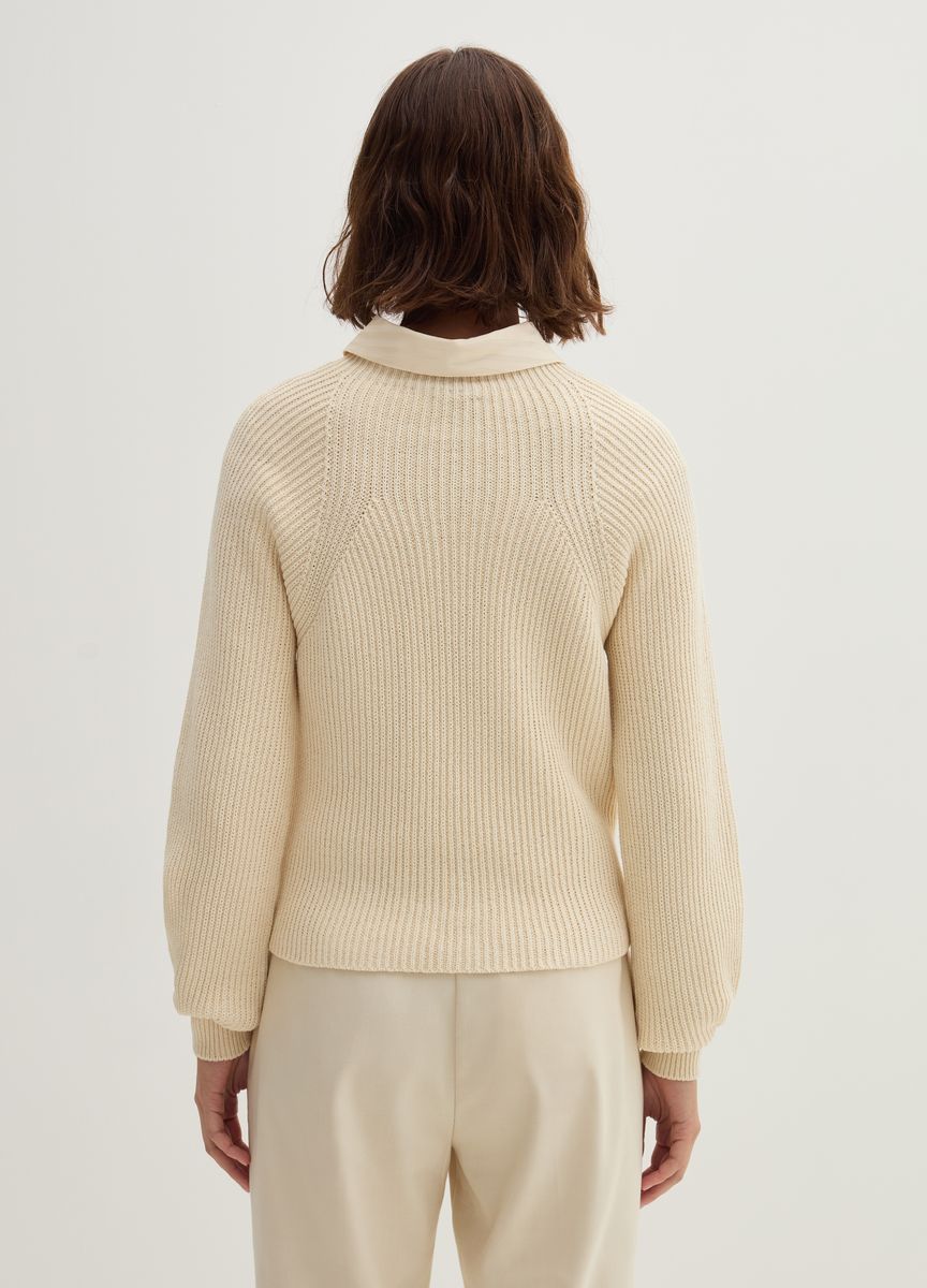 Rundhals Strickpullover mit Rippmuster