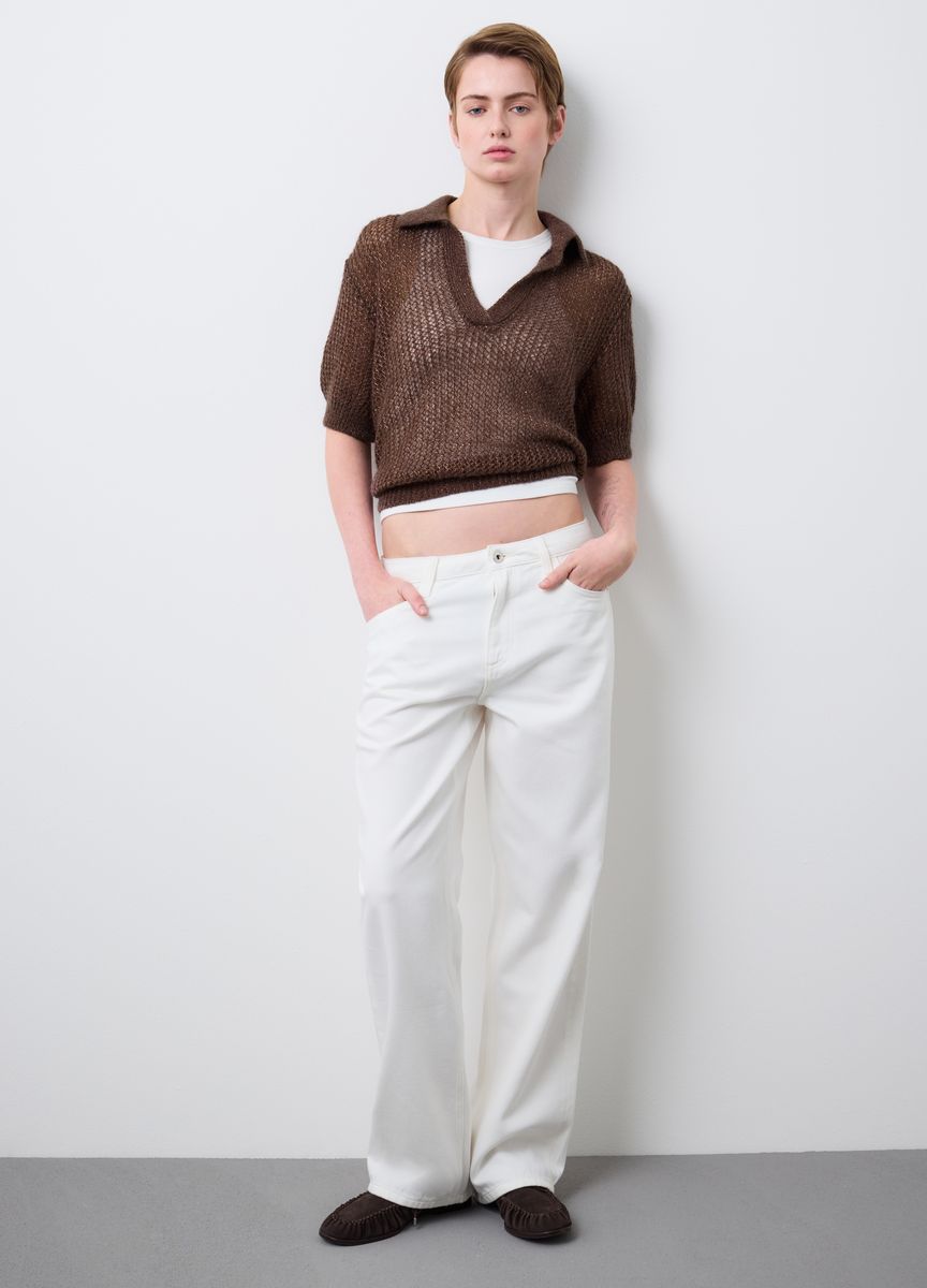Rundhals Strickpullover mit Rippmuster