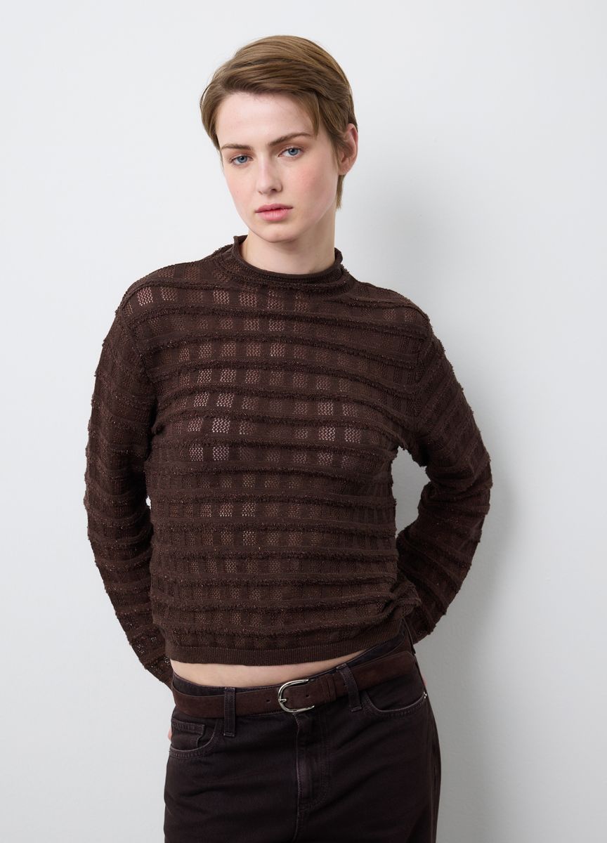 Rundhals Strickpullover mit Rippmuster