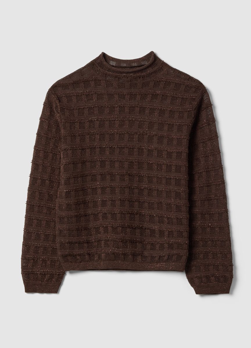 Rundhals Strickpullover mit Rippmuster