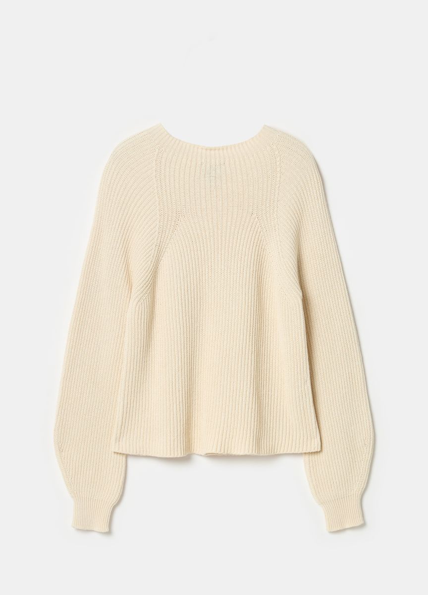 Rundhals Strickpullover mit Rippmuster