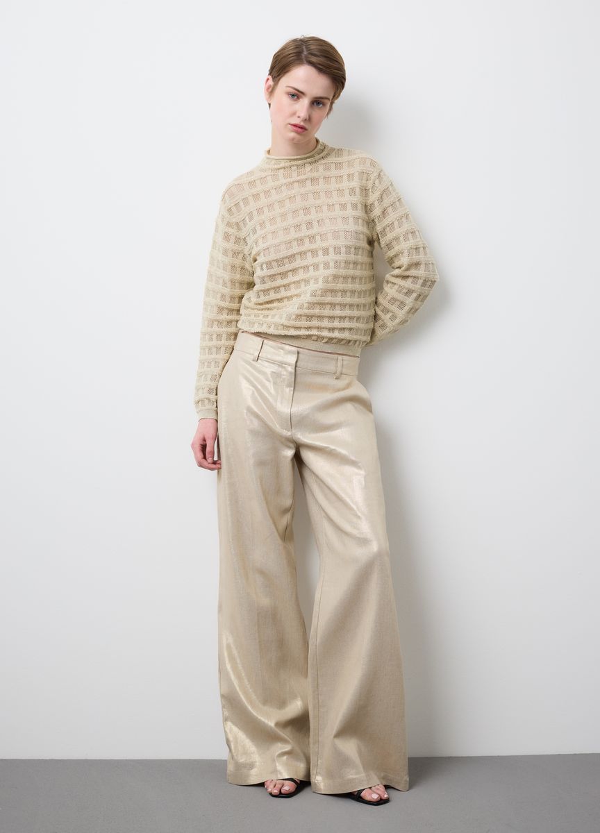 Rundhals Strickpullover mit Rippmuster