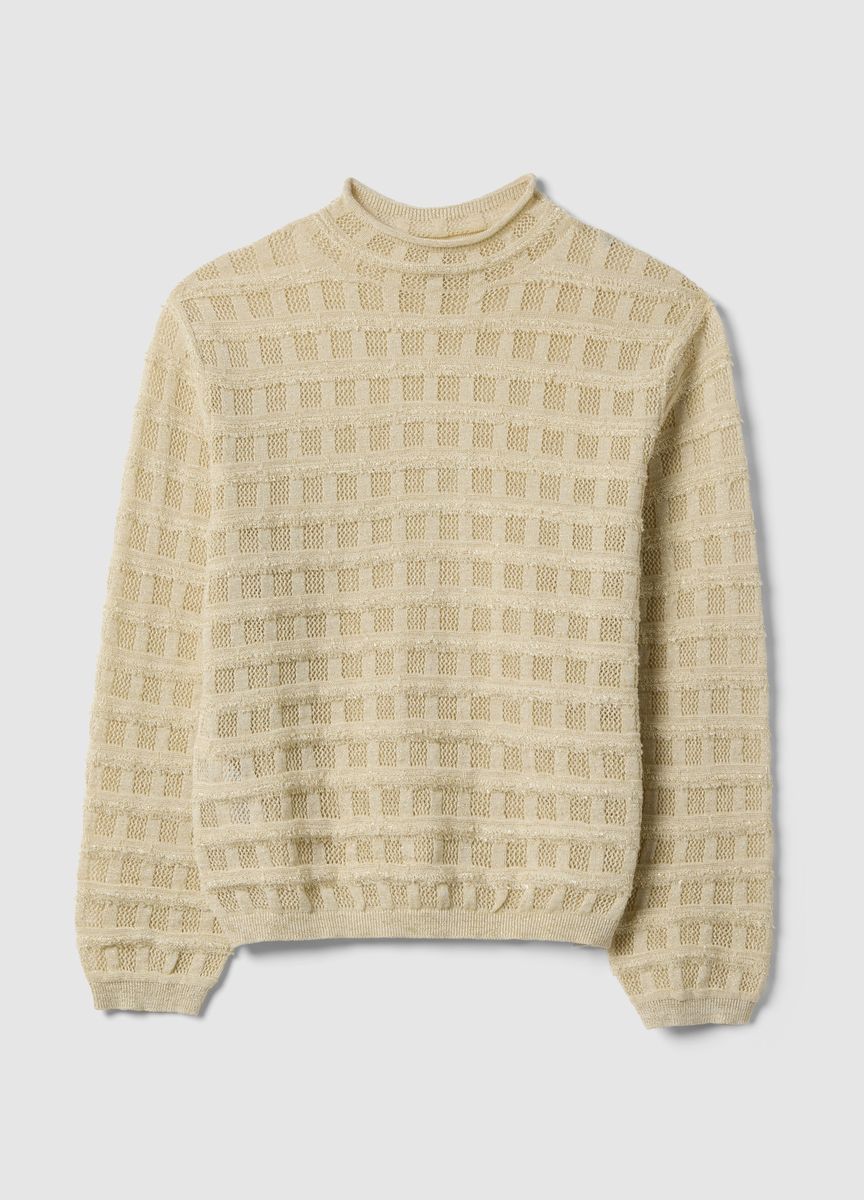 Rundhals Strickpullover mit Rippmuster
