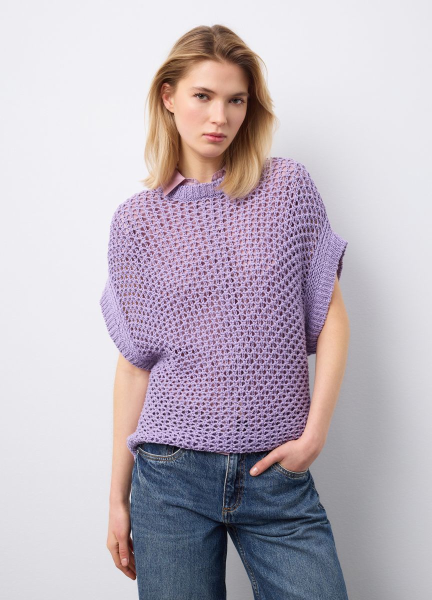 Rundhals Strickpullover mit Rippmuster