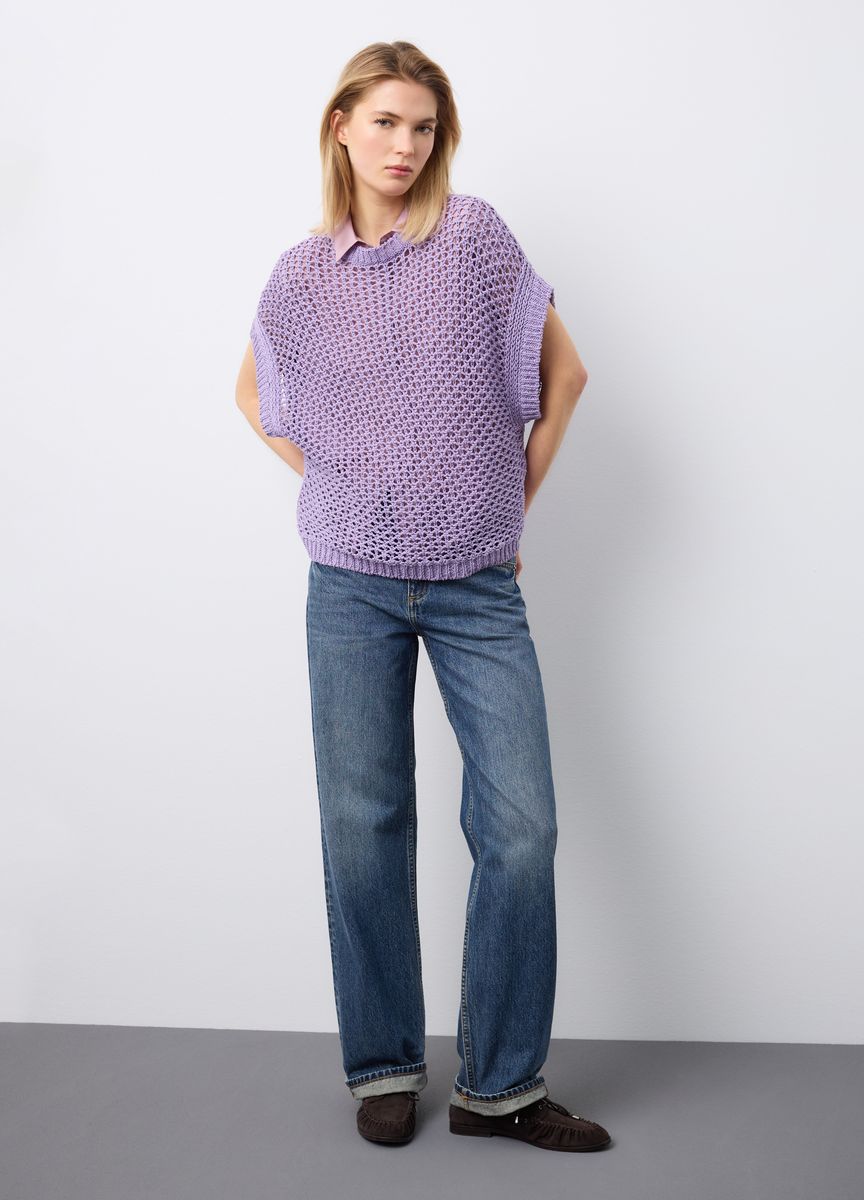 Rundhals Strickpullover mit Rippmuster