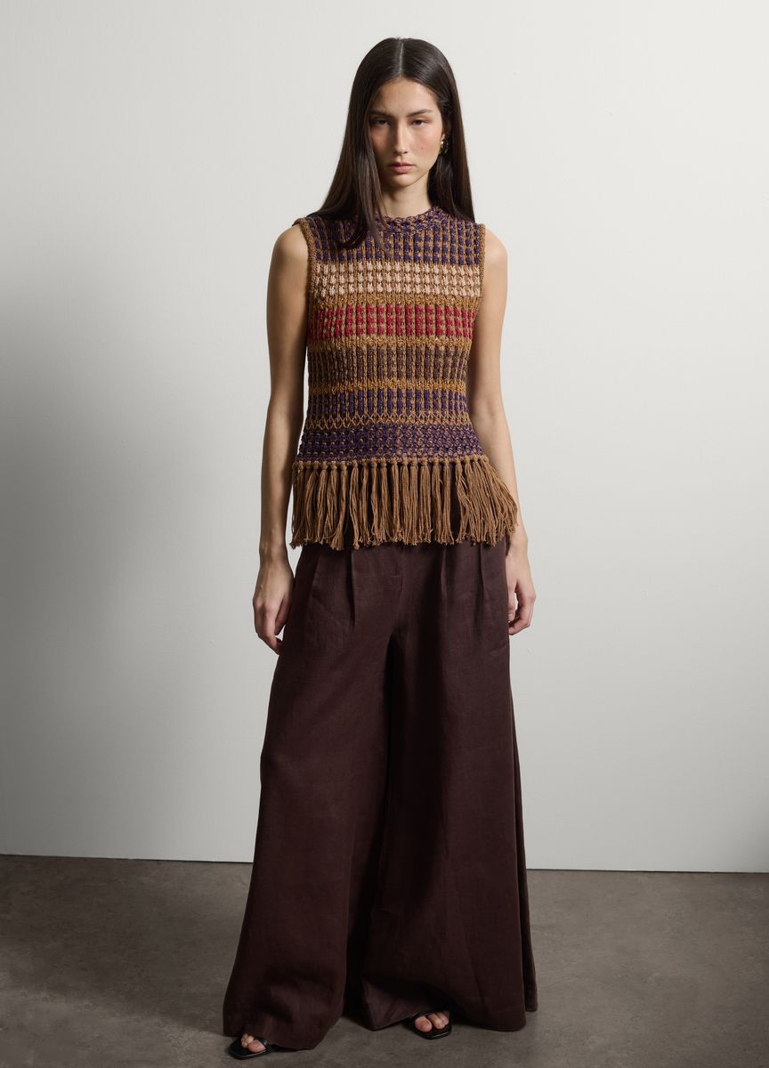 Rundhals Strickpullover mit Rippmuster