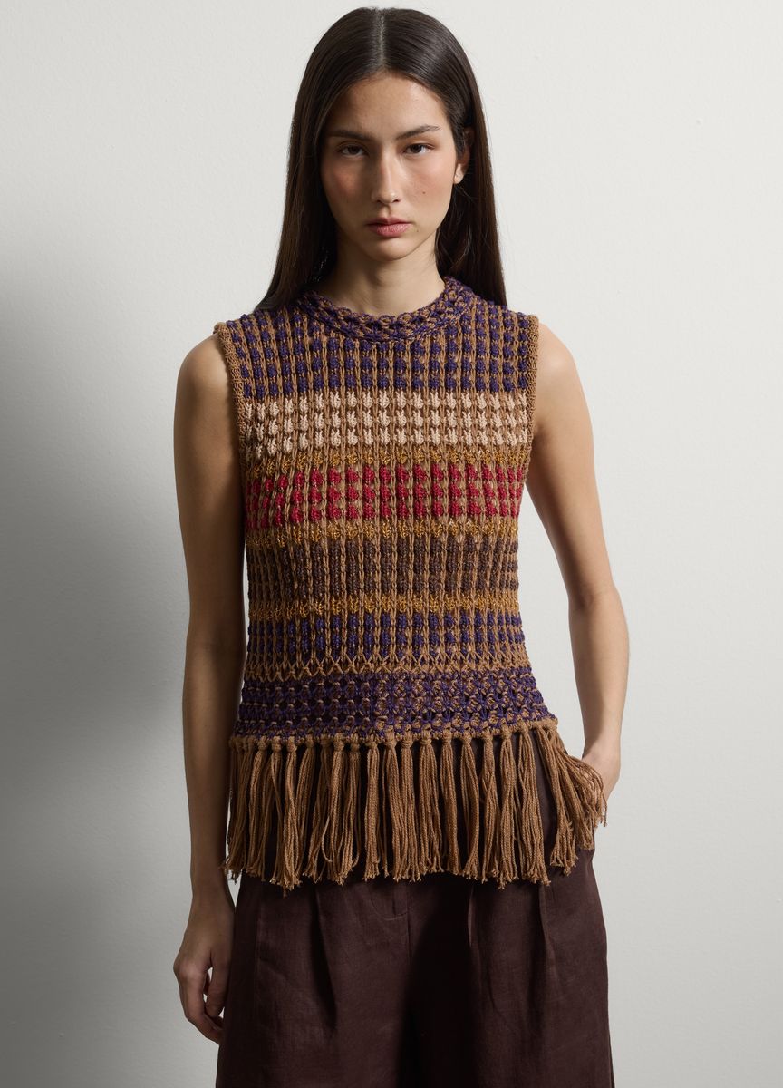Rundhals Strickpullover mit Rippmuster