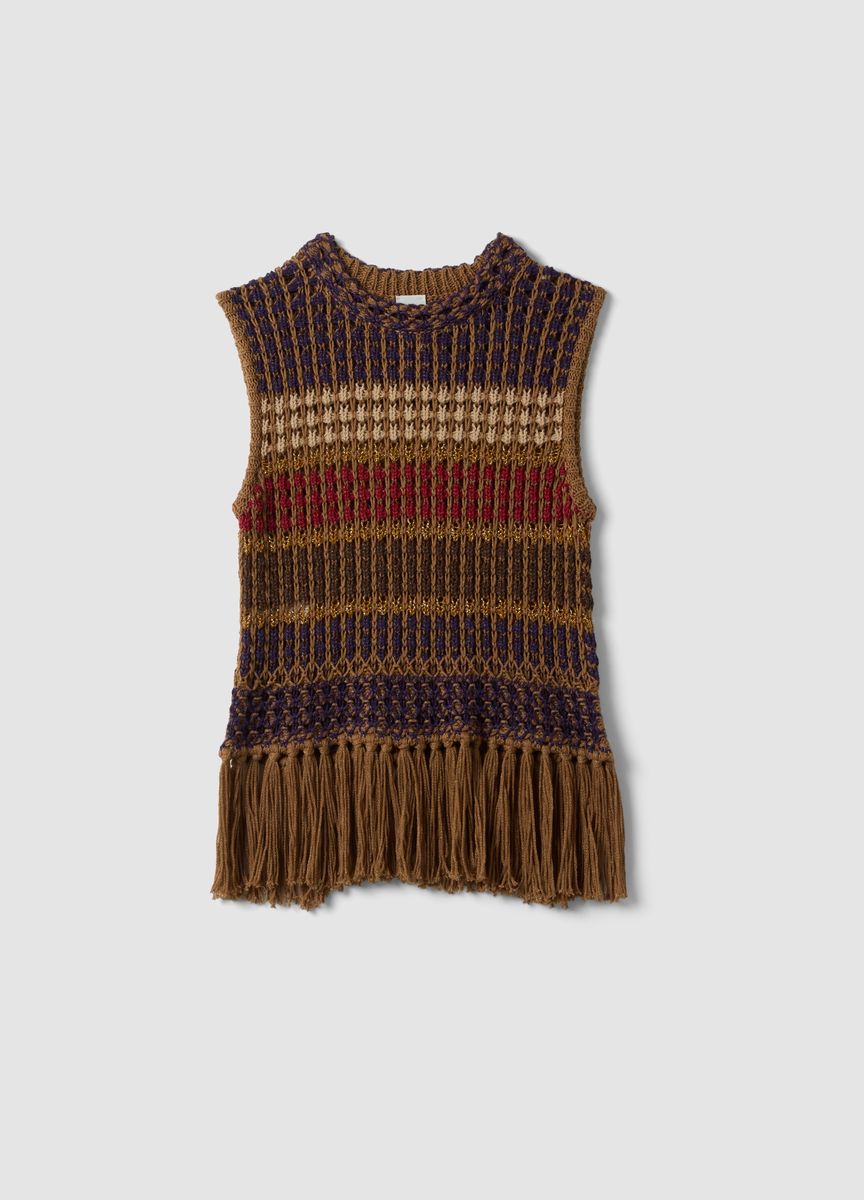Rundhals Strickpullover mit Rippmuster