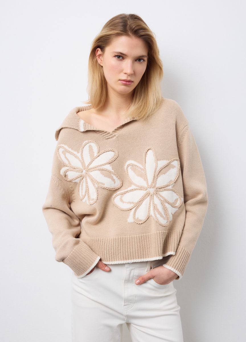 Rundhals Strickpullover mit Rippmuster