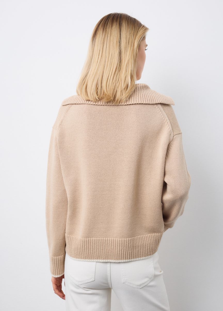 Rundhals Strickpullover mit Rippmuster