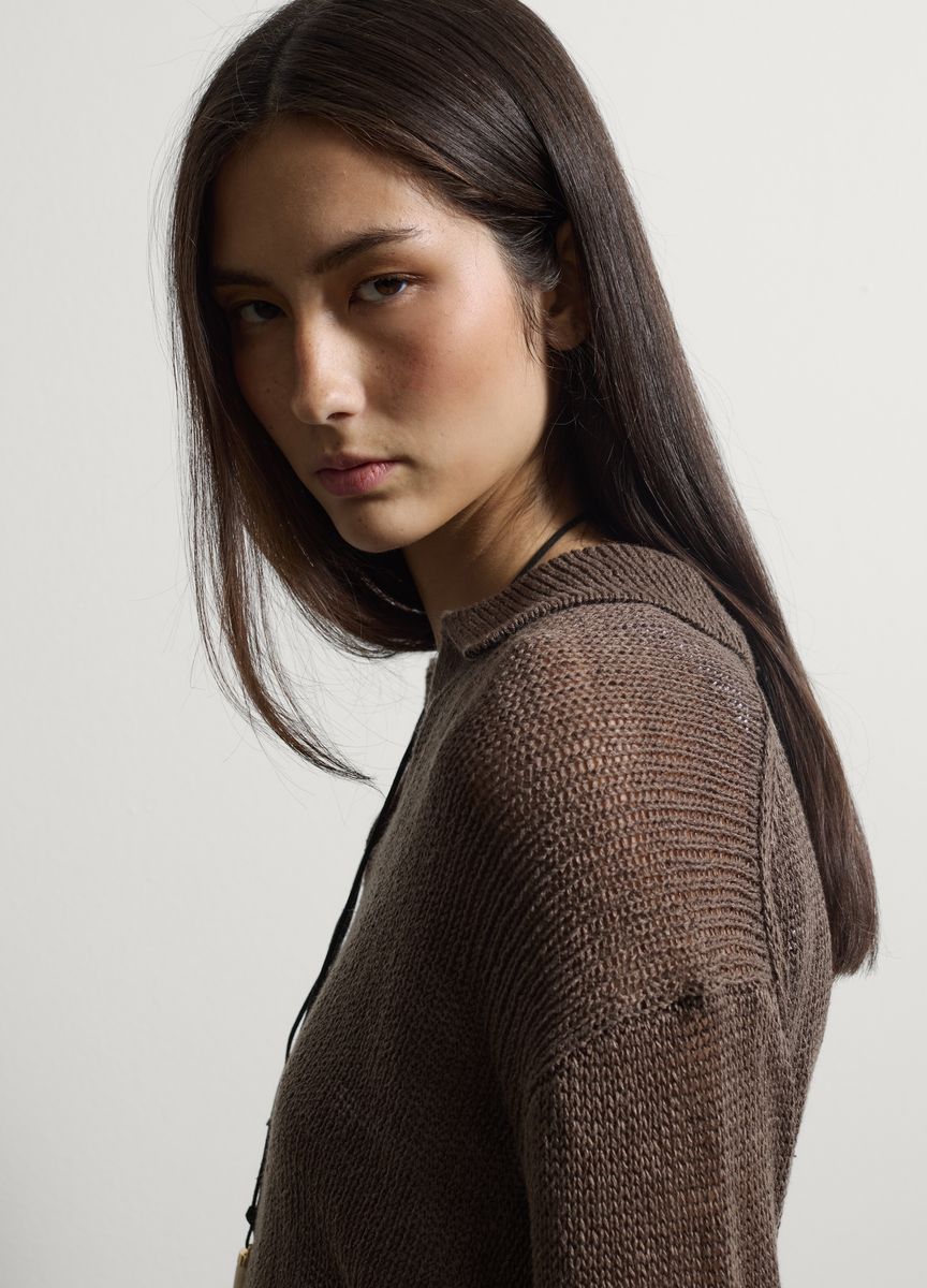 Rundhals Strickpullover mit Rippmuster