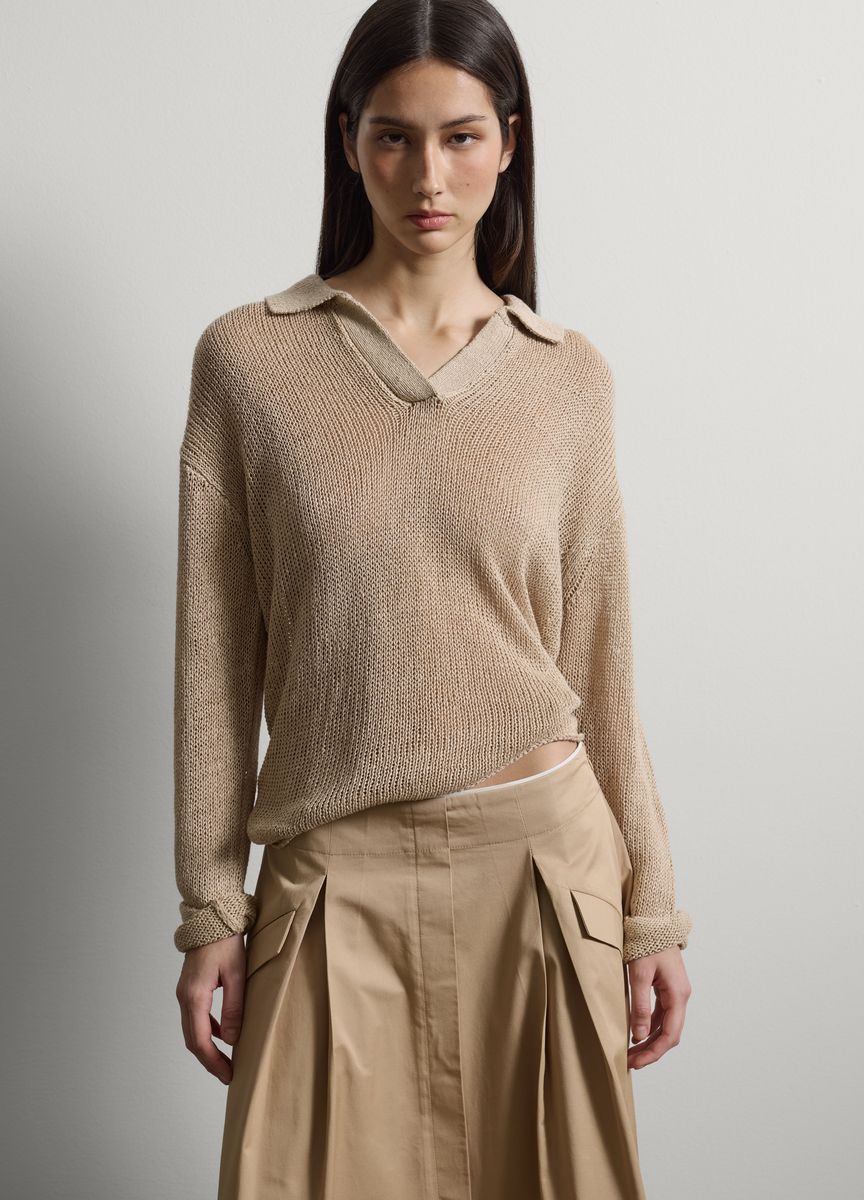 Rundhals Strickpullover mit Rippmuster