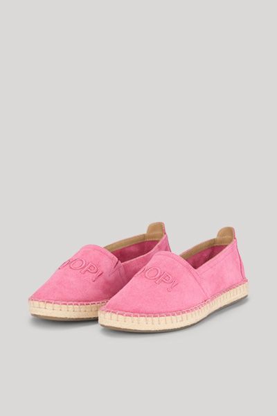 Pinkfarbene Wildleder-Espadrilles mit Logo-Detail