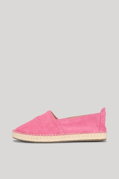 Pinkfarbene Wildleder-Espadrilles mit Logo-Detail