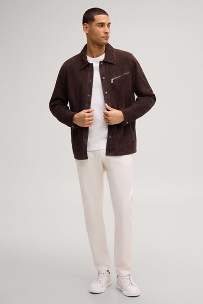 Dunkelbraune Wildleder Overshirt Jacke