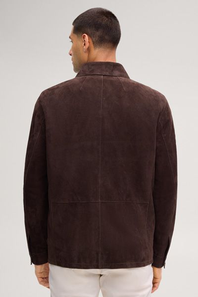 Dunkelbraune Wildleder Overshirt Jacke