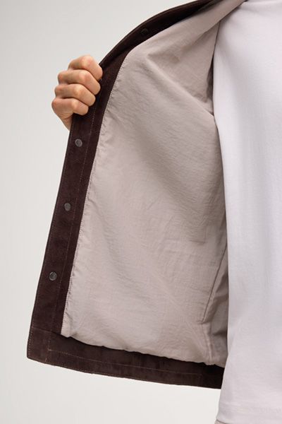 Dunkelbraune Wildleder Overshirt Jacke