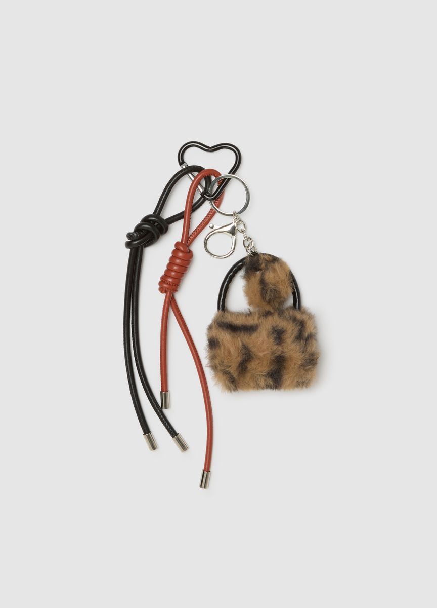 Leopard Taschenanhänger mit Kunstfell