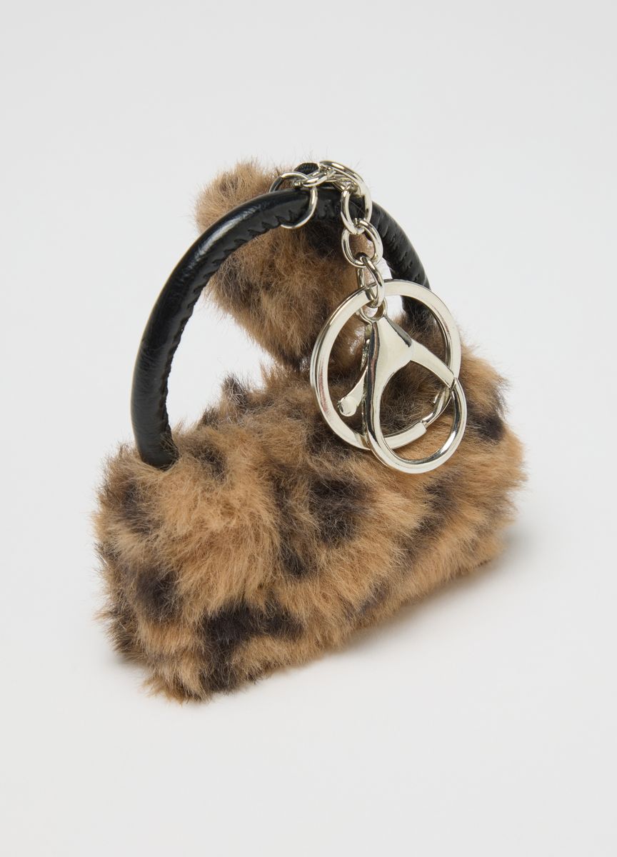 Leopard Taschenanhänger mit Kunstfell